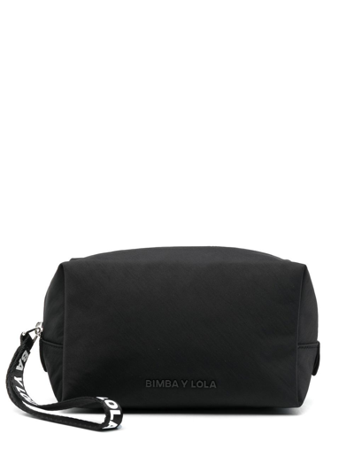 Bimba Y Lola Logo-strap Makeup Bag In Black