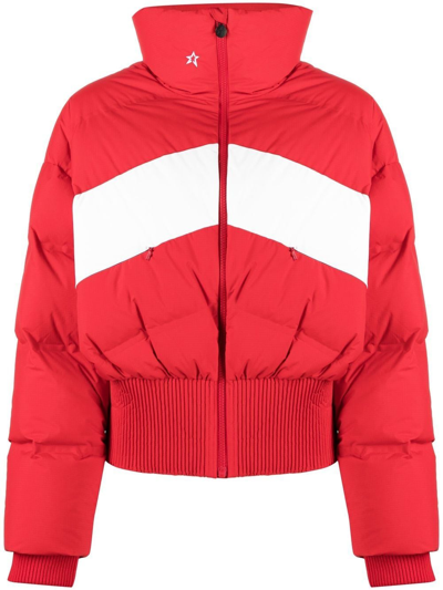 Perfect Moment Panelled Puffer Ski Jacket In Red