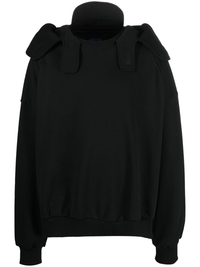 Juunj Logo-embroidered Cotton Hoodie In Schwarz