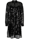 Karl Lagerfeld Sequin-embellished Shirtdress In Black
