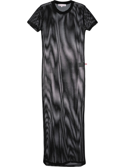 Walter Van Beirendonck Mesh-design Maxi T-shirt In Black