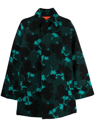 Colville Graphic-print Concealed-front Coat In Green