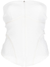 Hyein Seo Overstitch Detail Front Zip Tube Top In White