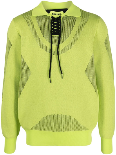Botter Panelled Polo Jumper In Lime