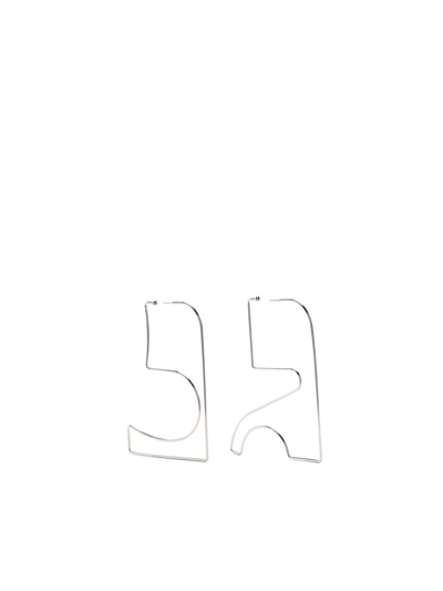 Courrèges Logo-shape Silver-toned Brass Earrings