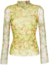 Ted Baker Lennix Floral Mesh Top In Yellow