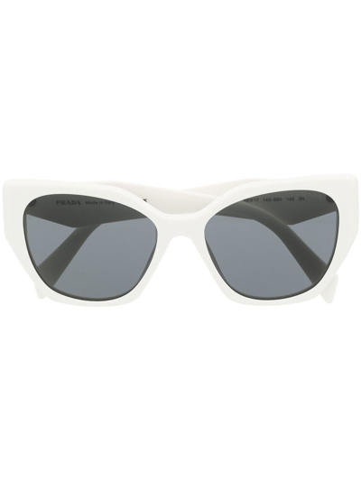 Prada Logo-plaque Sunglasses In White