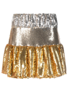 Rabanne Bicolor Sequin-embellished Ruffle Mini Skirt In Silver