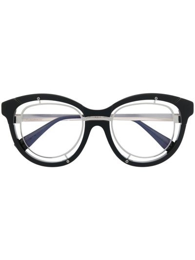 Kuboraum Metallic-frame Glasses In Bs Black