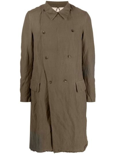 Masnada Double-breasted Trench Coat In Green
