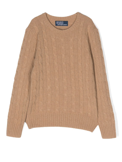 Ralph Lauren Kids' Cashmere Cable-knit Jumper In Brown