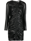 Veronica Beard Bernadette Ruched Faux-leather Mini Dress In Black