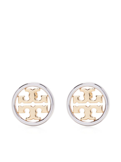 Tory Burch Miller Openwork-logo Earrings In Gold