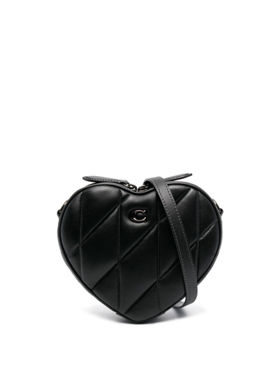 Coach Heart Shaped Crossbody Bag With Quilting In Black