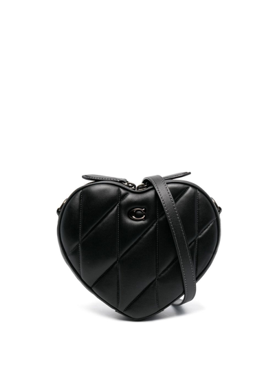 Coach Heart-shaped Leather Cross-body Bag In Black