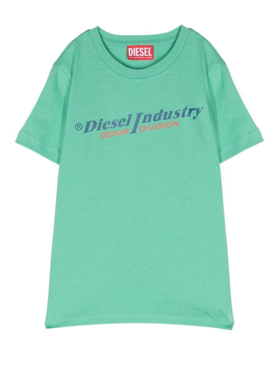Diesel Kids' Logo-print T-shirt In Green
