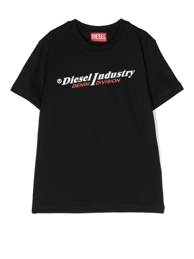 Diesel Kids' Logo-print T-shirt In Black