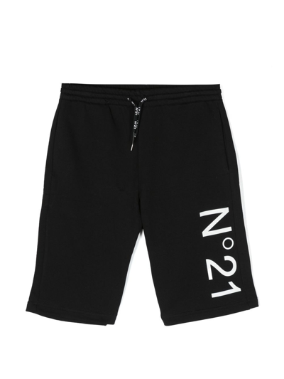 N°21 Kids' Logo-print Jogger Shorts In Nero