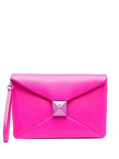 Valentino Garavani Rockstud Clutch Bag In Pink