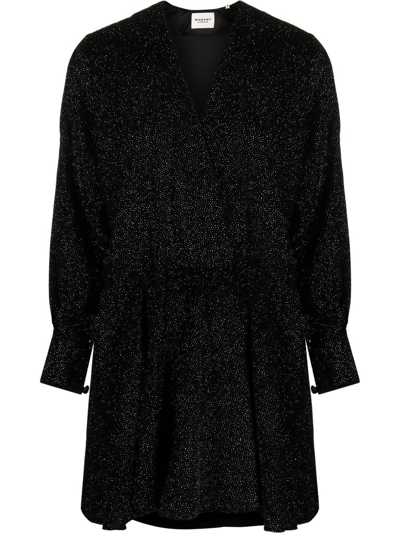 Isabel Marant Étoile Shimmer Long-sleeve Dress In Black