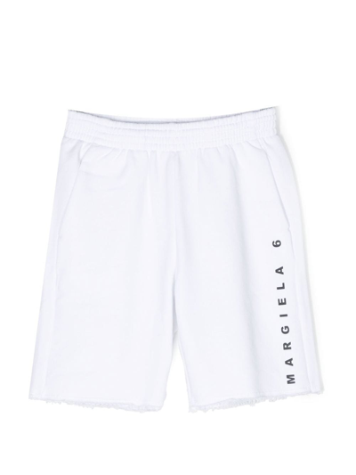 Mm6 Maison Margiela Kids' Logo-print Track Shorts In White