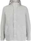 Herno Chunky-knit Hooded Jacket In Gray