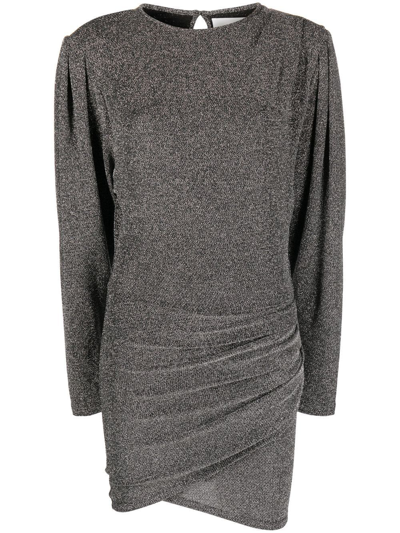 Isabel Marant Étoile Shimmer Draped Long-sleeve Dress In Silver