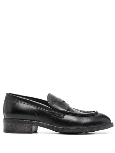 Moma Polished Finish Calf Leather Loafers In Black