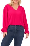 Cece Tie Sleeve Blouse In Bright Geranium