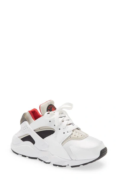 Nike Air Huarache Sneaker In White/ Black/ Light Iron/ Red