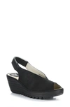 Fly London Yeay Peep Toe Sandal In Black Cupido