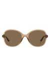 Polaroid 54mm Polarized Round Sunglasses In Beige/ Bronze Polarized