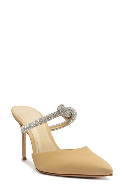 Schutz Women's Pearl Crystal-embellished Leather Mules In Light Nude