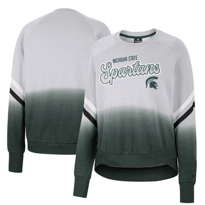 Colosseum Gray Michigan State Spartans Cue Cards Dip-dye Raglan Pullover Sweatshirt