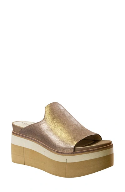 Naked Feet Flow Wedge Slide Sandal In Gold