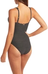 Sea Level Lace-up Stripe One-piece Swimsuit In Black