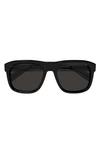 Saint Laurent New Wave 57mm Rectangular Acetate Sunglasses In Black