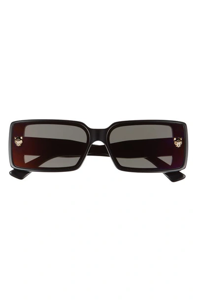 Cartier 64mm Oversize Rectangular Sunglasses In Black