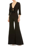 MAC DUGGAL BOW DETAIL FLARE LEG JUMPSUIT