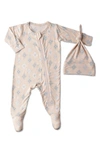 Baby Grey By Everly Grey Seahorse Print Footie & Hat Set In Mosaic