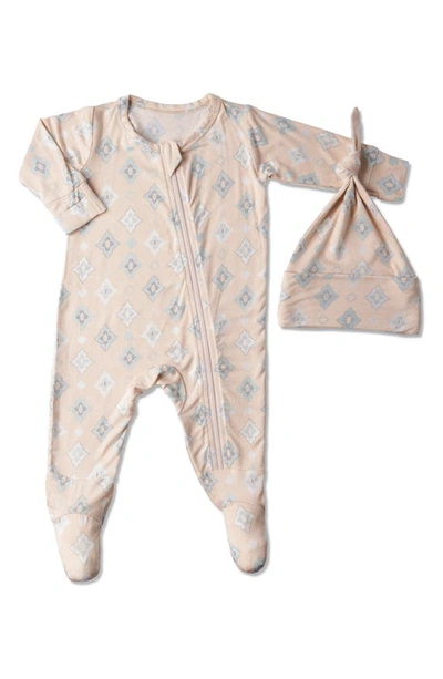 Baby Grey By Everly Grey Babies' Seahorse Print Footie & Hat Set In Mosaic