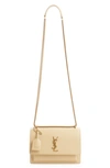 Saint Laurent Sunset Medium Leather Shoulder Bag In Light Vanilla