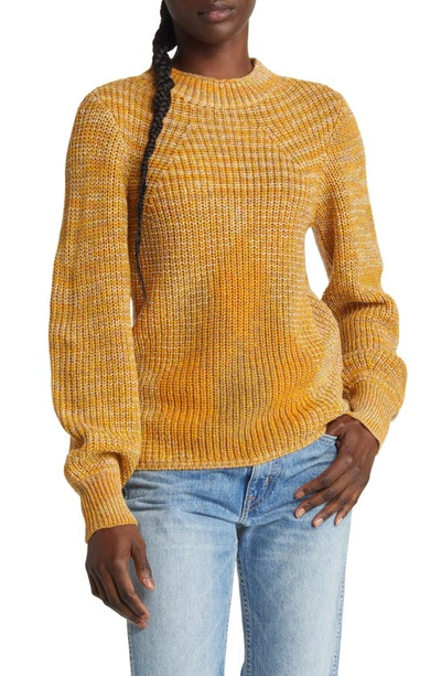Vero Moda Sayla Space Dye Mock Neck Sweater In Spicy Mustard Detail Laven Fog