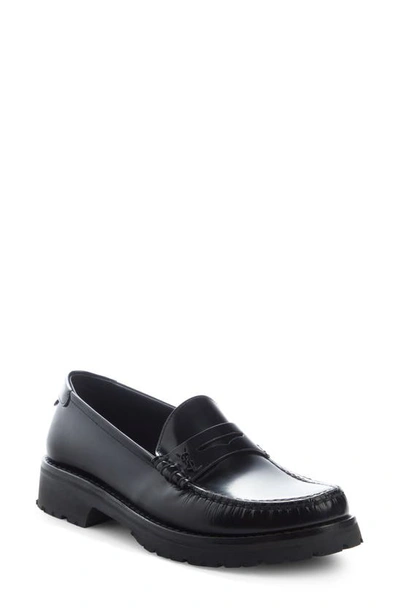 Saint Laurent Women's Le Loafers Monogram Penny Slippers In Smooth Leather In Nero
