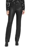 Nydj Petites Marilyn Faux Leather High Rise Straight Jeans In Black