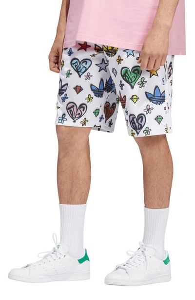 Adidas Originals X Jeremy Scott Firebird Monogram Sweat Shorts In White