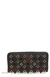 Christian Louboutin Panettone Spiked Calfskin Wallet In Black/ Red-gold