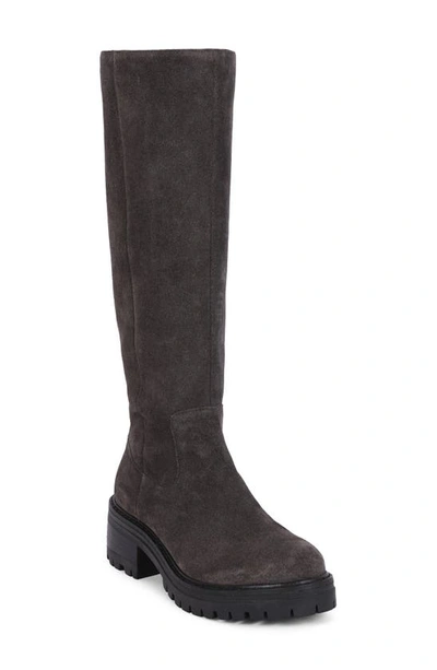 Gentle Souls By Kenneth Cole Brandon Lug Sole Knee High Boot In Charcoal Suede