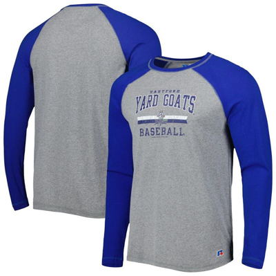 Boxercraft Royal/heathered Gray Hartford Yard Goats Long Sleeve Baseball T-shirt