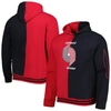 Mitchell & Ness Men's  Red, Black Portland Trail Blazers Hardwood Classics Split Pullover Hoodie In Red